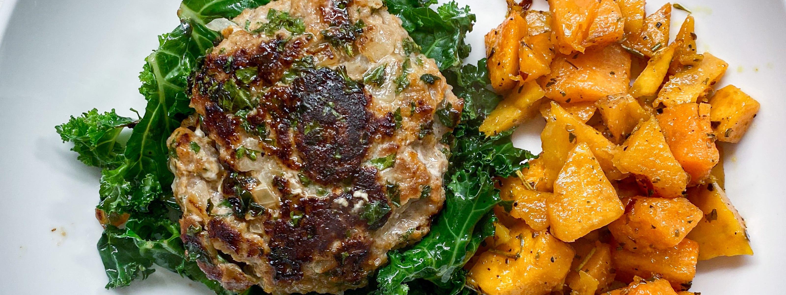 Feta & Kale Turkey Burgers